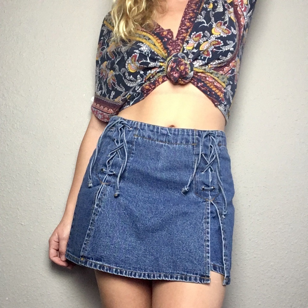 Vintage 90s Blue Jean Skort by Zana Di Jeans